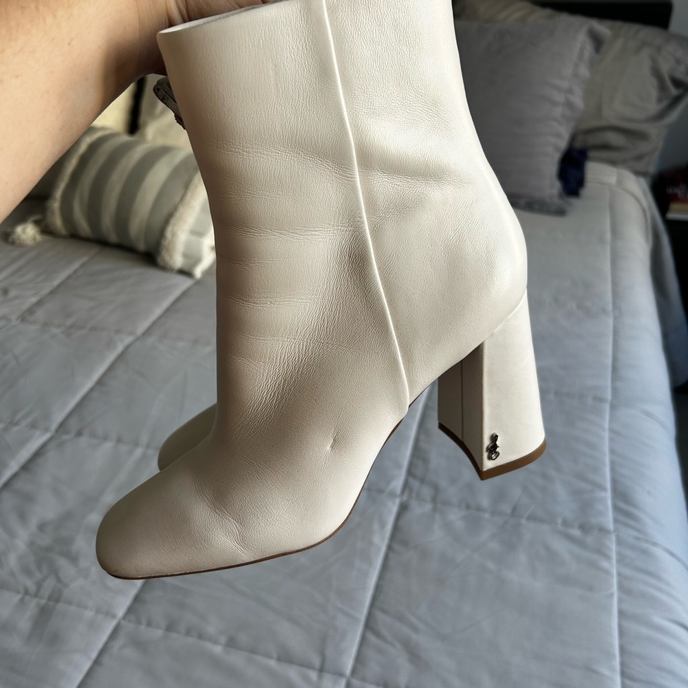 Sam Edelman Codie Square Toe Bootie In Bright Whi… - image 3